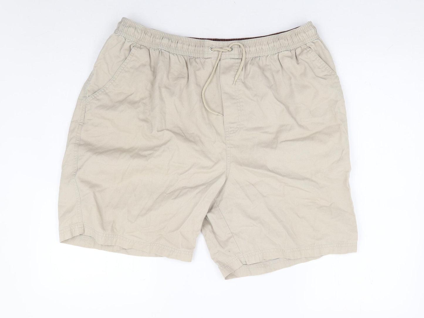 George Mens Beige Cotton Chino Shorts Size XL L11 in Regular Drawstring
