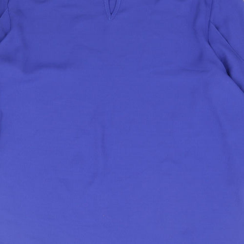 Papaya Womens Blue Polyester Basic Blouse Size 8 Round Neck - Tie Sleeve Detail
