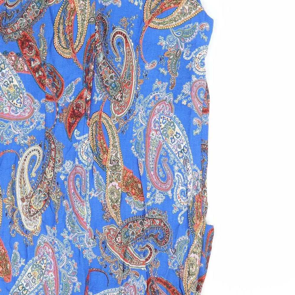 Wallis Womens Multicoloured Paisley Viscose Shift Size 16 V-Neck Zip