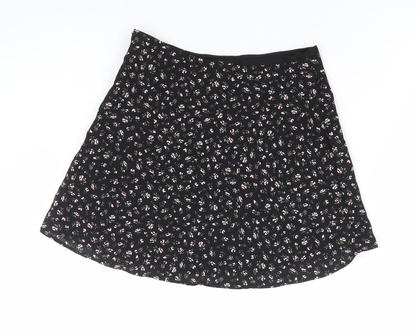 Divided by H&M Womens Black Floral Polyester Mini Skirt Size 6 Zip