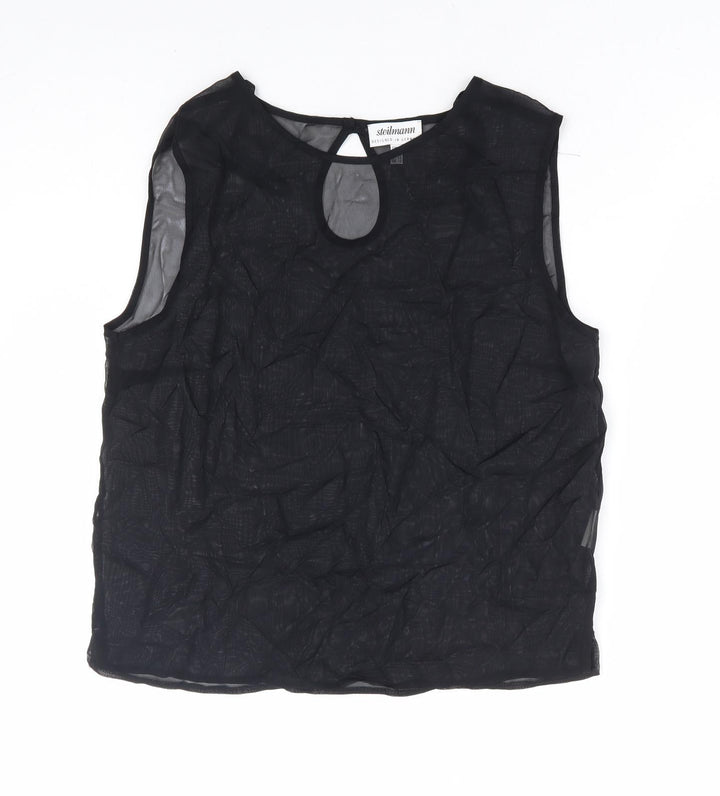 Steilmann Womens Black Polyester Basic Tank Size 12 Round Neck