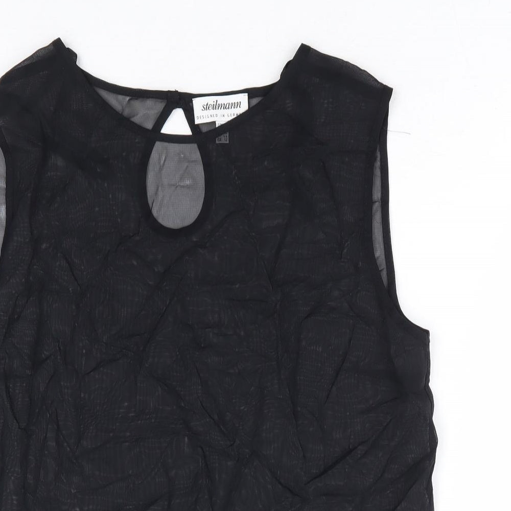 Steilmann Womens Black Polyester Basic Tank Size 12 Round Neck