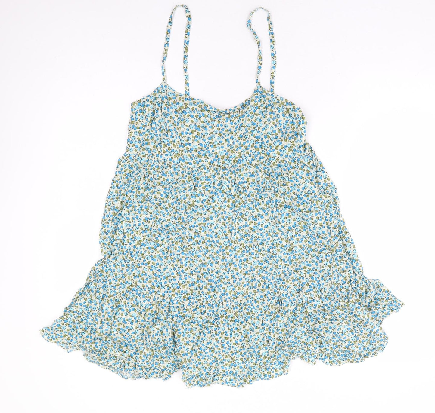 Zara Womens Blue Floral Polyester Camisole Blouse Size M V-Neck - Smock Peplum