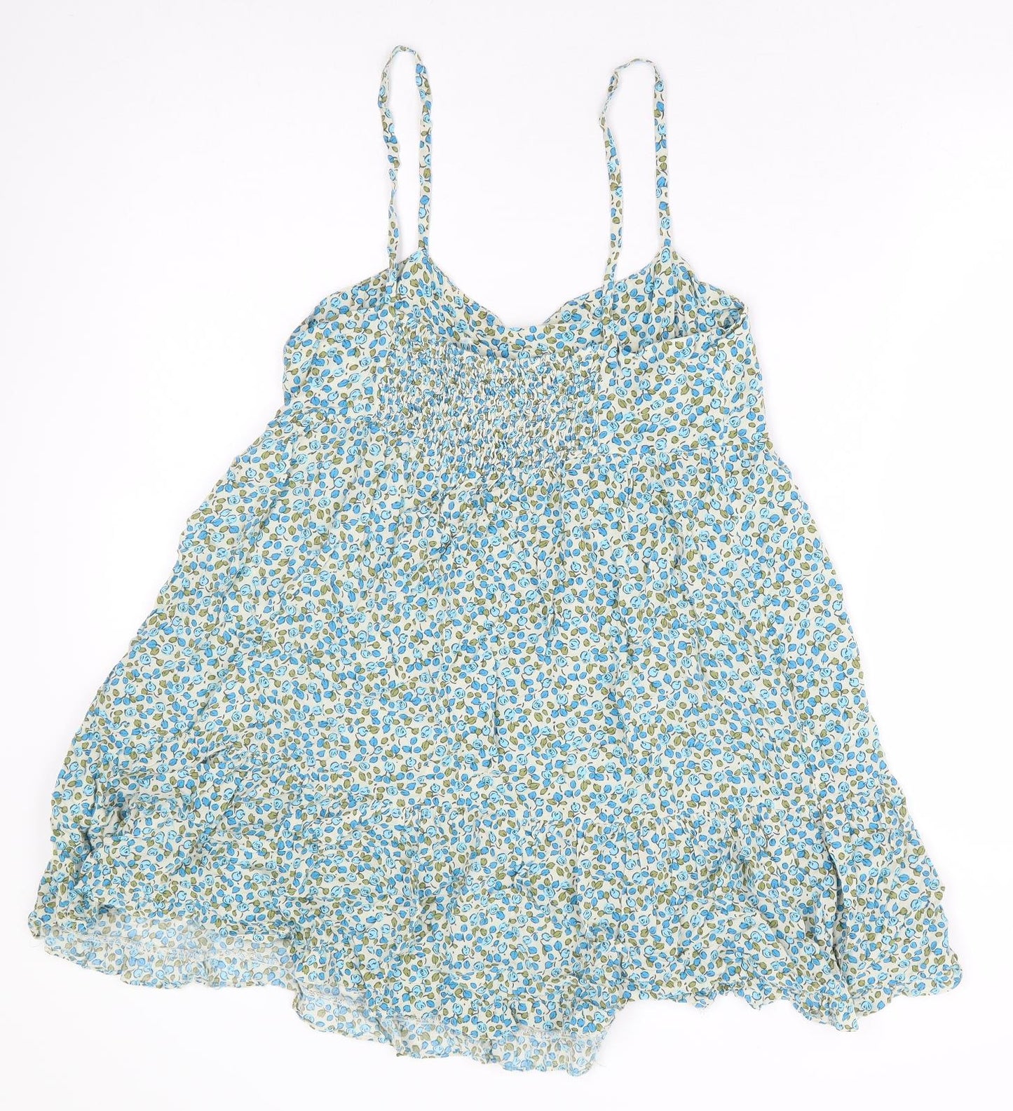 Zara Womens Blue Floral Polyester Camisole Blouse Size M V-Neck - Smock Peplum