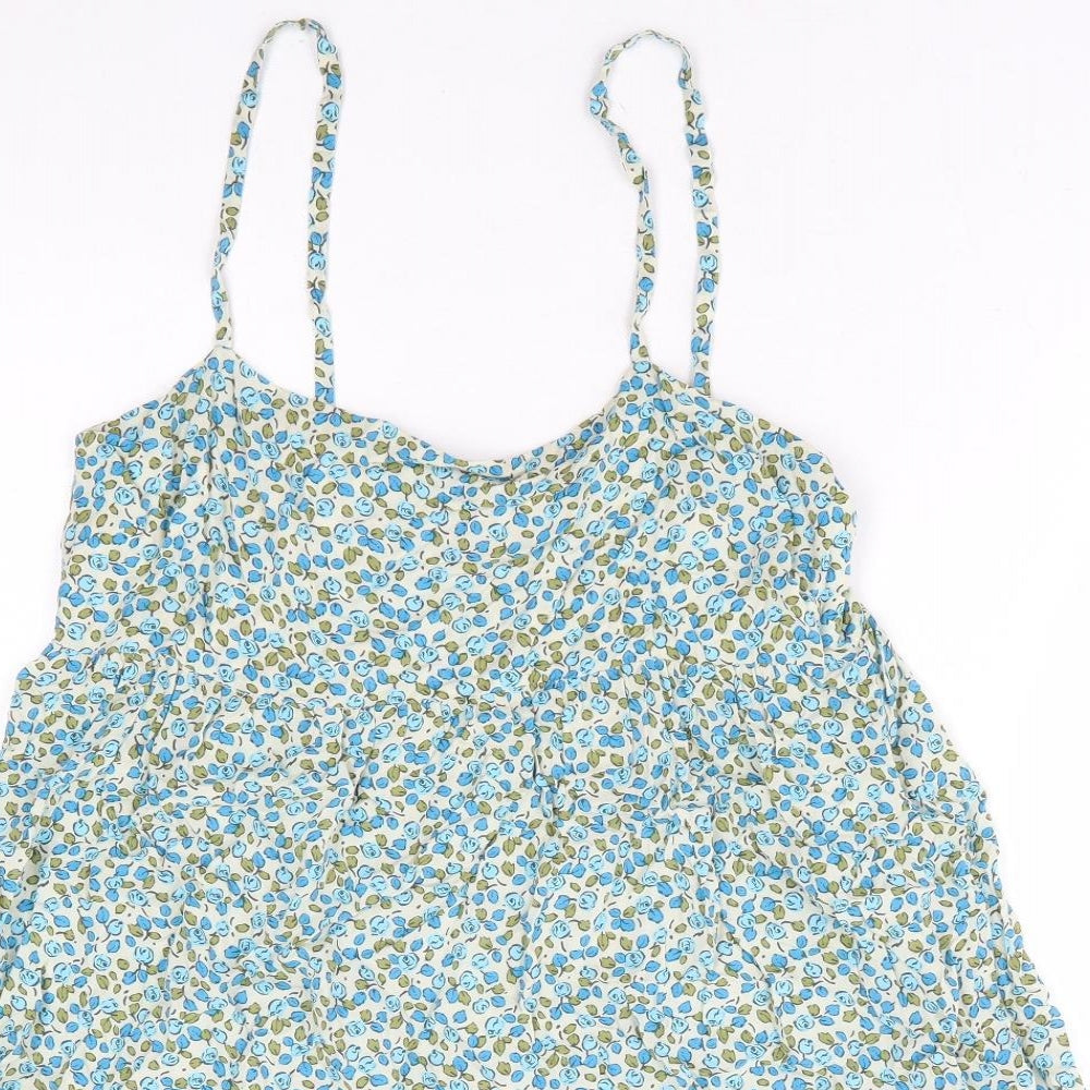 Zara Womens Blue Floral Polyester Camisole Blouse Size M V-Neck - Smock Peplum