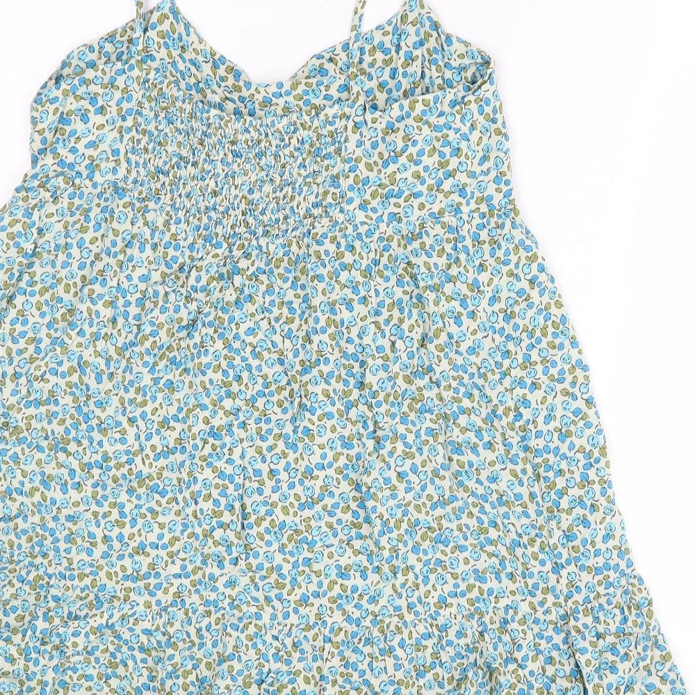 Zara Womens Blue Floral Polyester Camisole Blouse Size M V-Neck - Smock Peplum