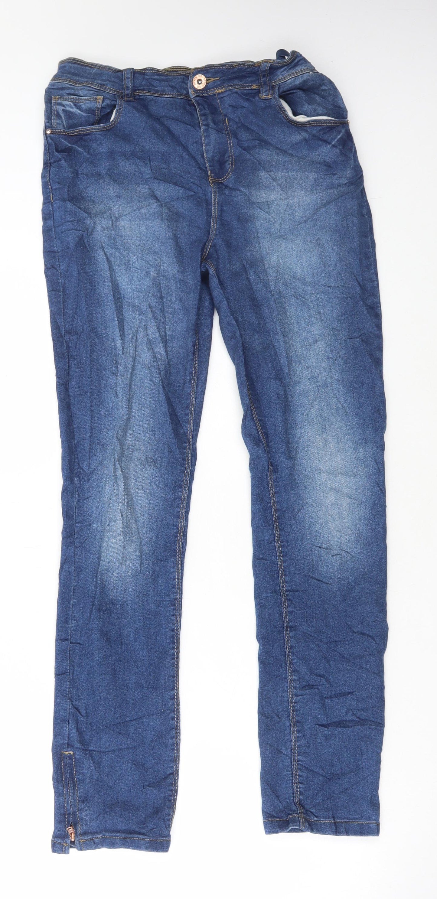 Denim & Co. Boys Blue Cotton Skinny Jeans Size 12-13 Years Regular Button