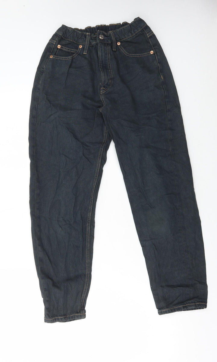 Preworn Mens Blue Cotton Straight Jeans Size 26 in L28 in Regular Button