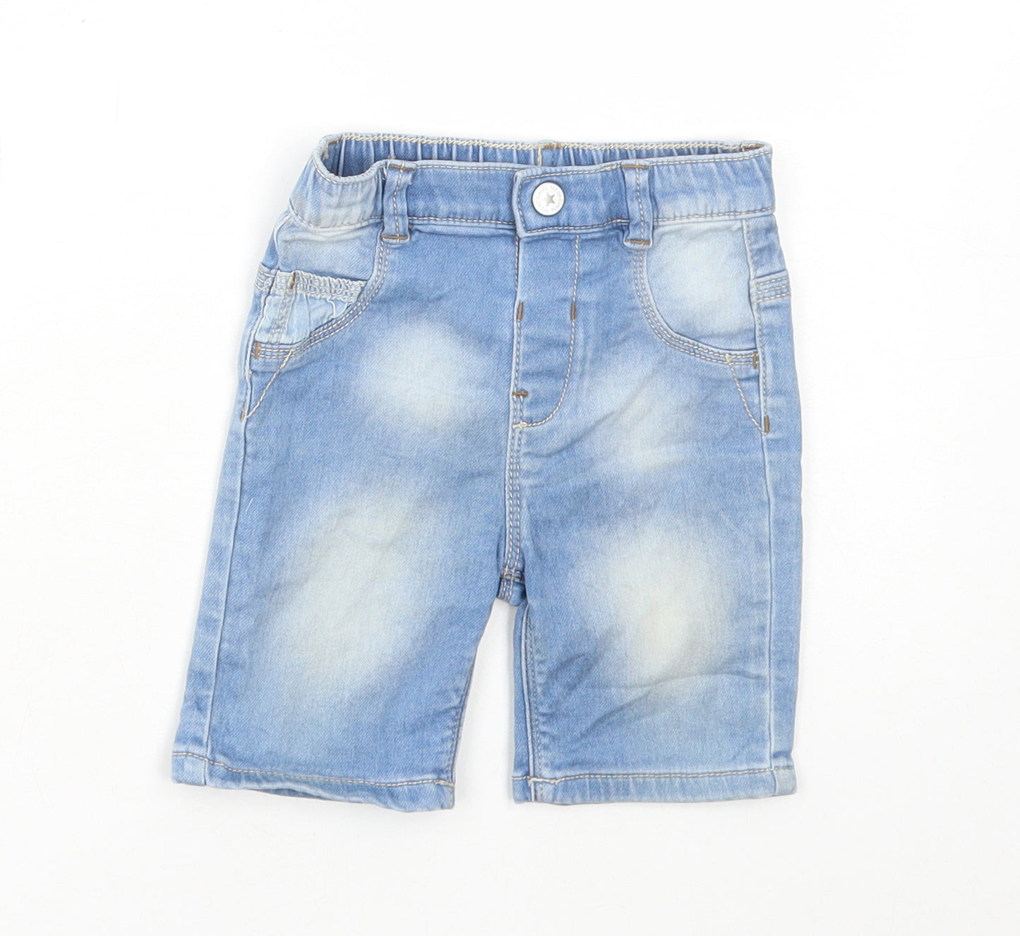 Nutmeg Boys Blue Cotton Cropped Jeans Size 18-24 Months Button