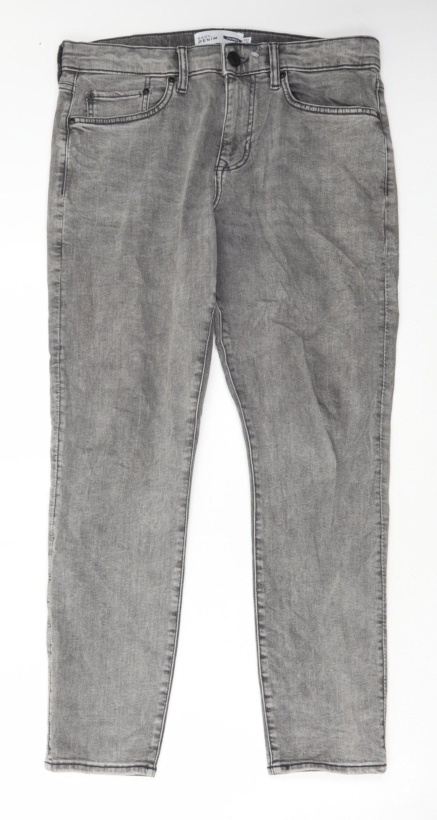 Easy Denim Womens Grey Cotton Skinny Jeans Size 32 in L30 in Regular Button
