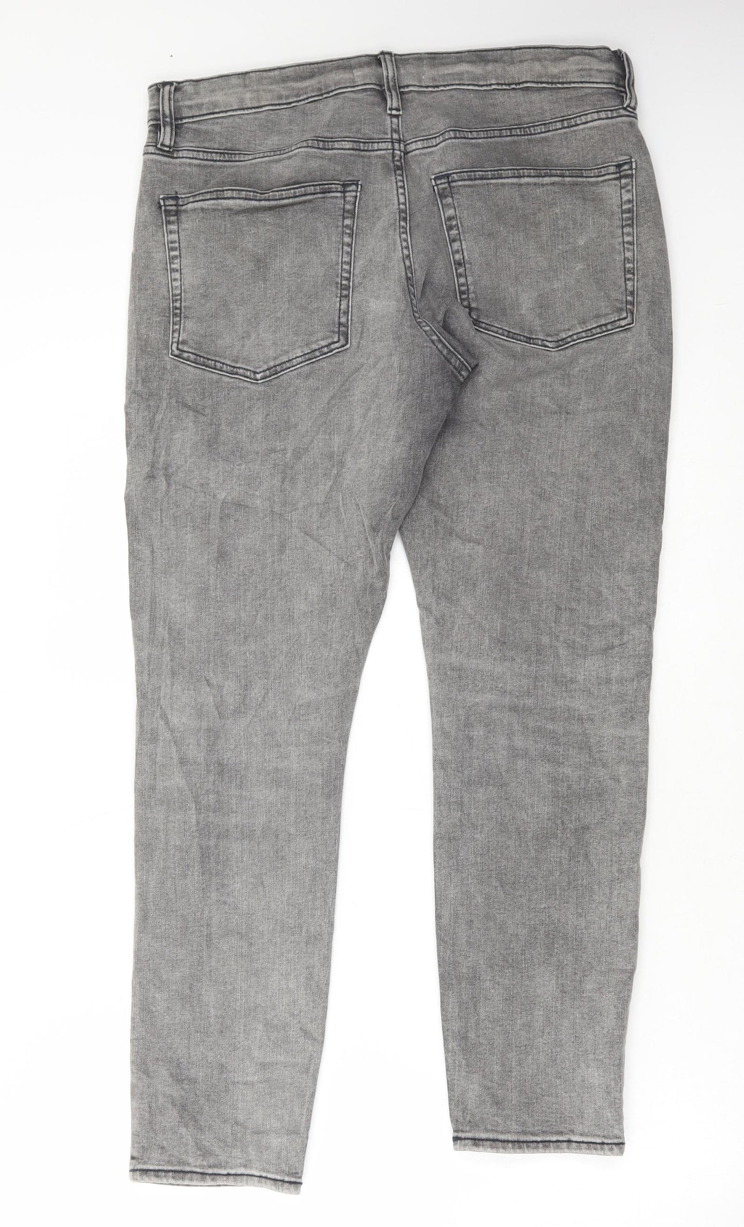 Easy Denim Womens Grey Cotton Skinny Jeans Size 32 in L30 in Regular Button