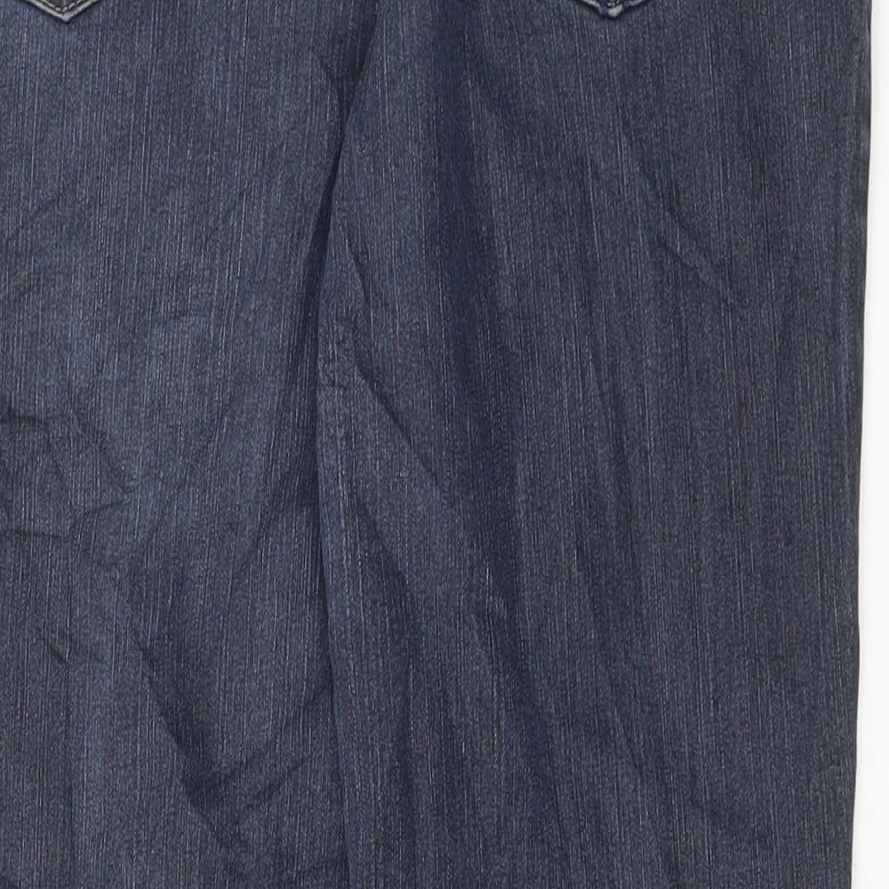 Per Una Womens Blue Cotton Bootcut Jeans Size 12 L25 in Regular Button
