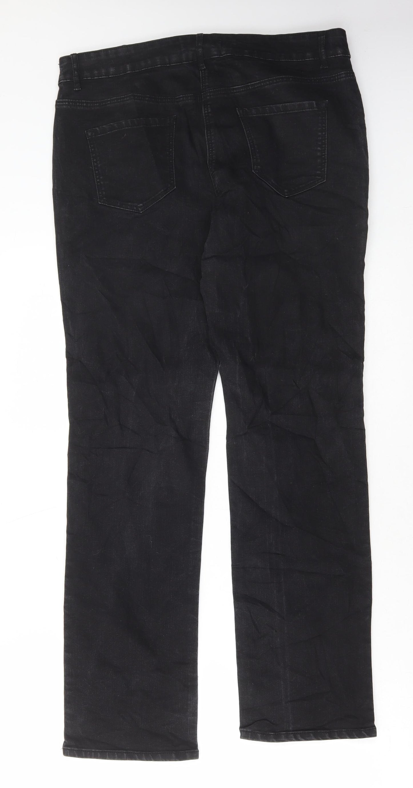 George Womens Black Cotton Straight Jeans Size 14 L30 in Regular Button