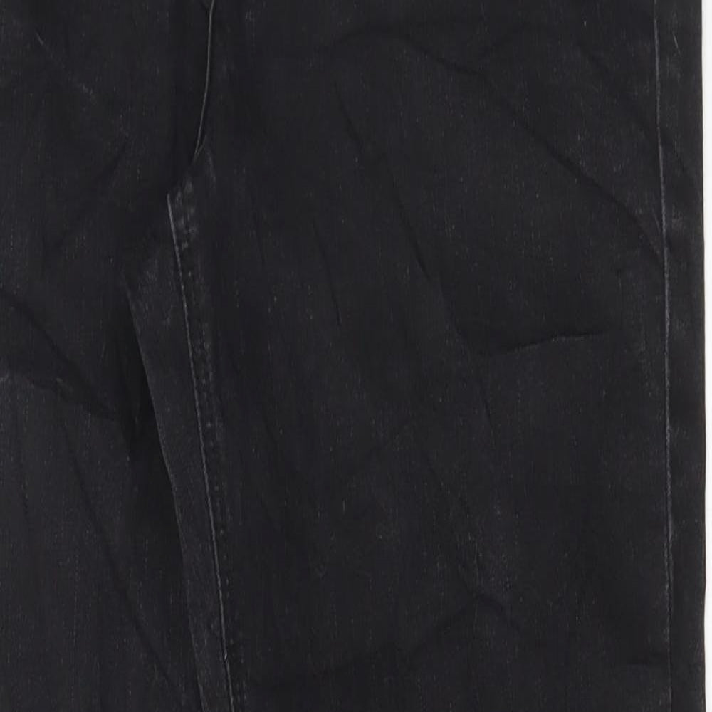 George Womens Black Cotton Straight Jeans Size 14 L30 in Regular Button