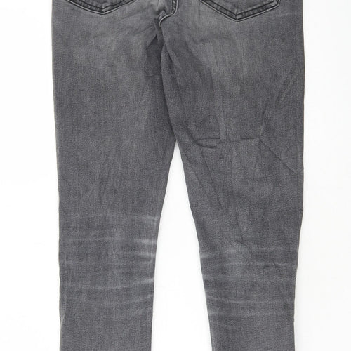 Topshop Womens Grey Cotton Skinny Jeans Size 28 in L32 in Regular Button