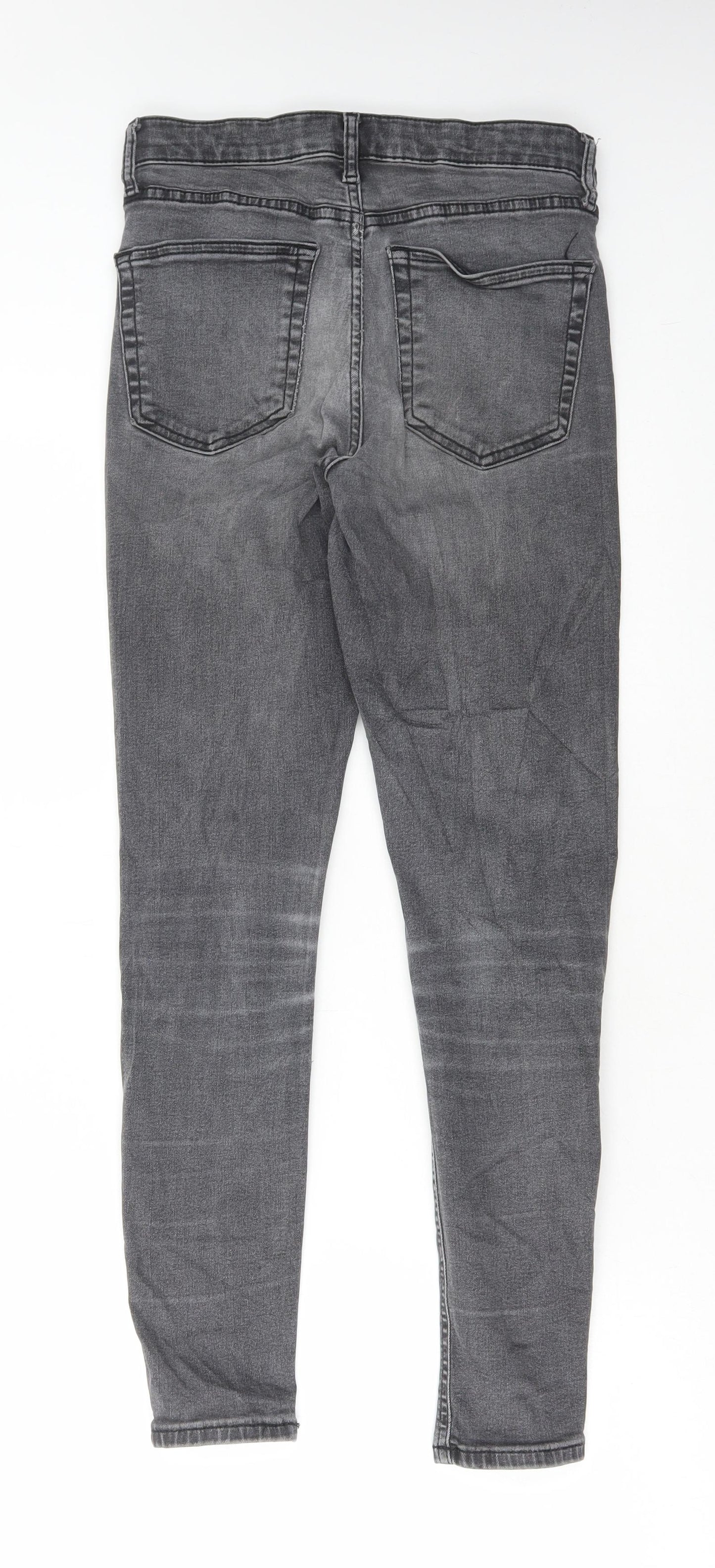 Topshop Womens Grey Cotton Skinny Jeans Size 28 in L32 in Regular Button
