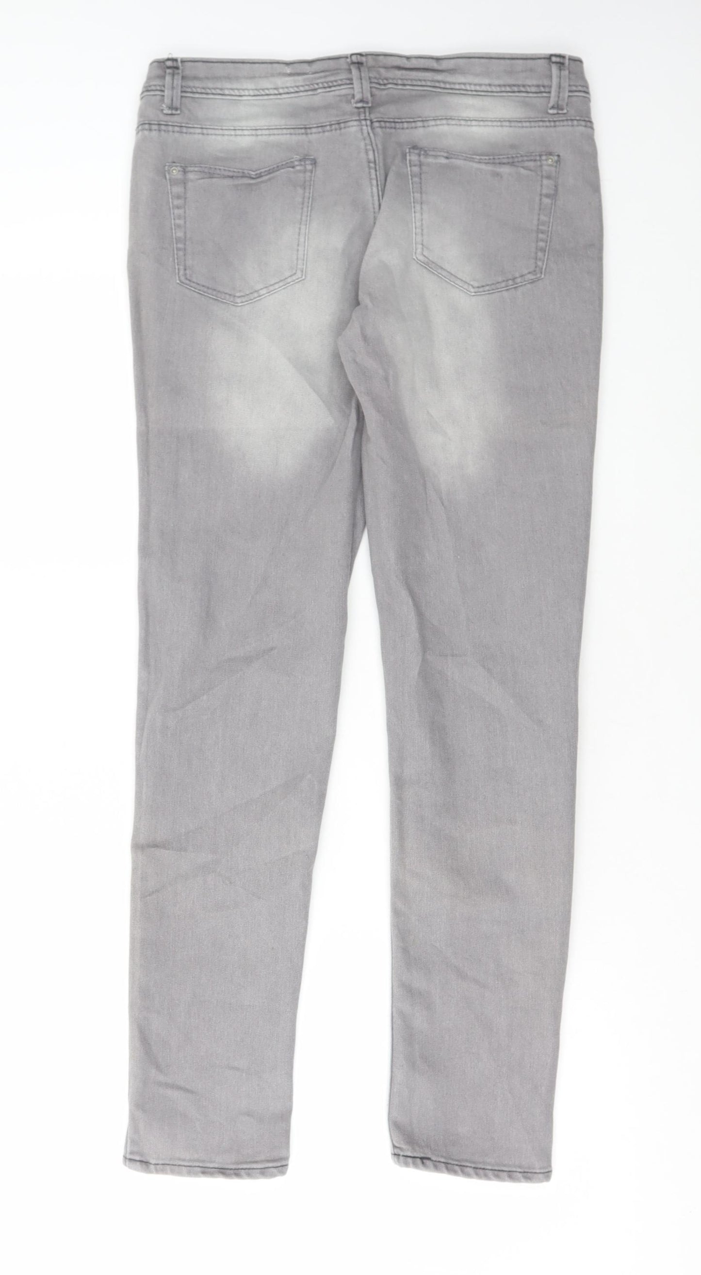 Denim & Co. Womens Grey Cotton Skinny Jeans Size 10 L29 in Regular Button