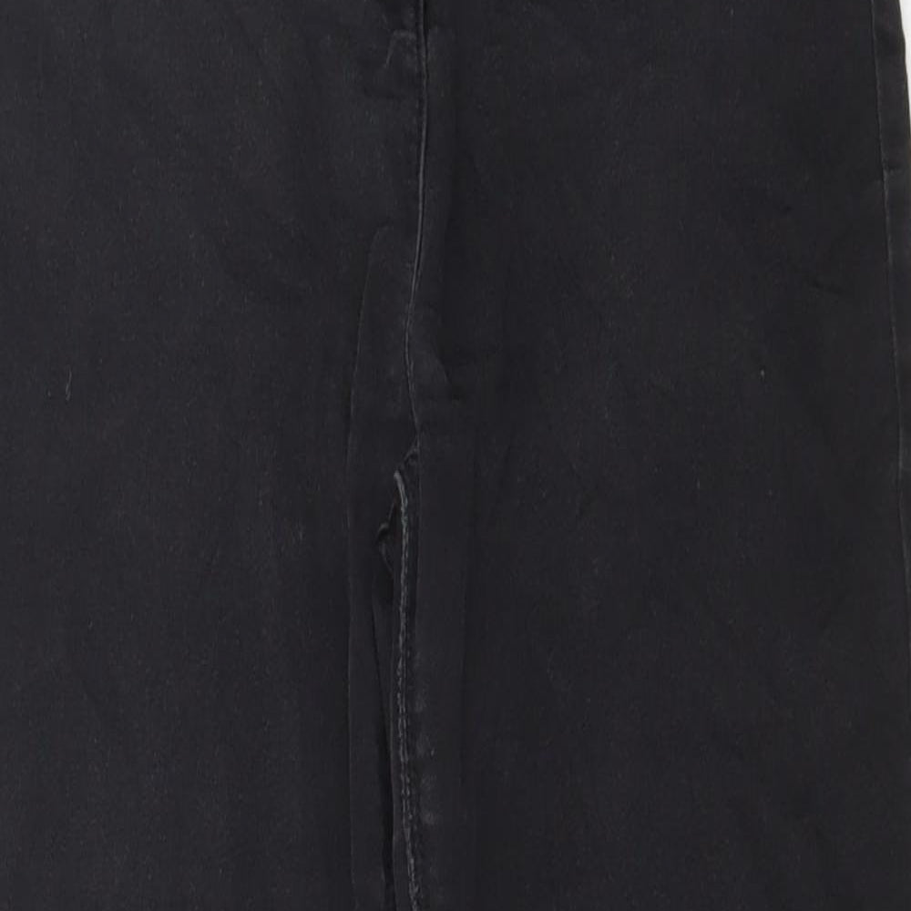 Matalan Girls Black Cotton Skinny Jeans Size 12 Years Regular Button - Distressed Denim