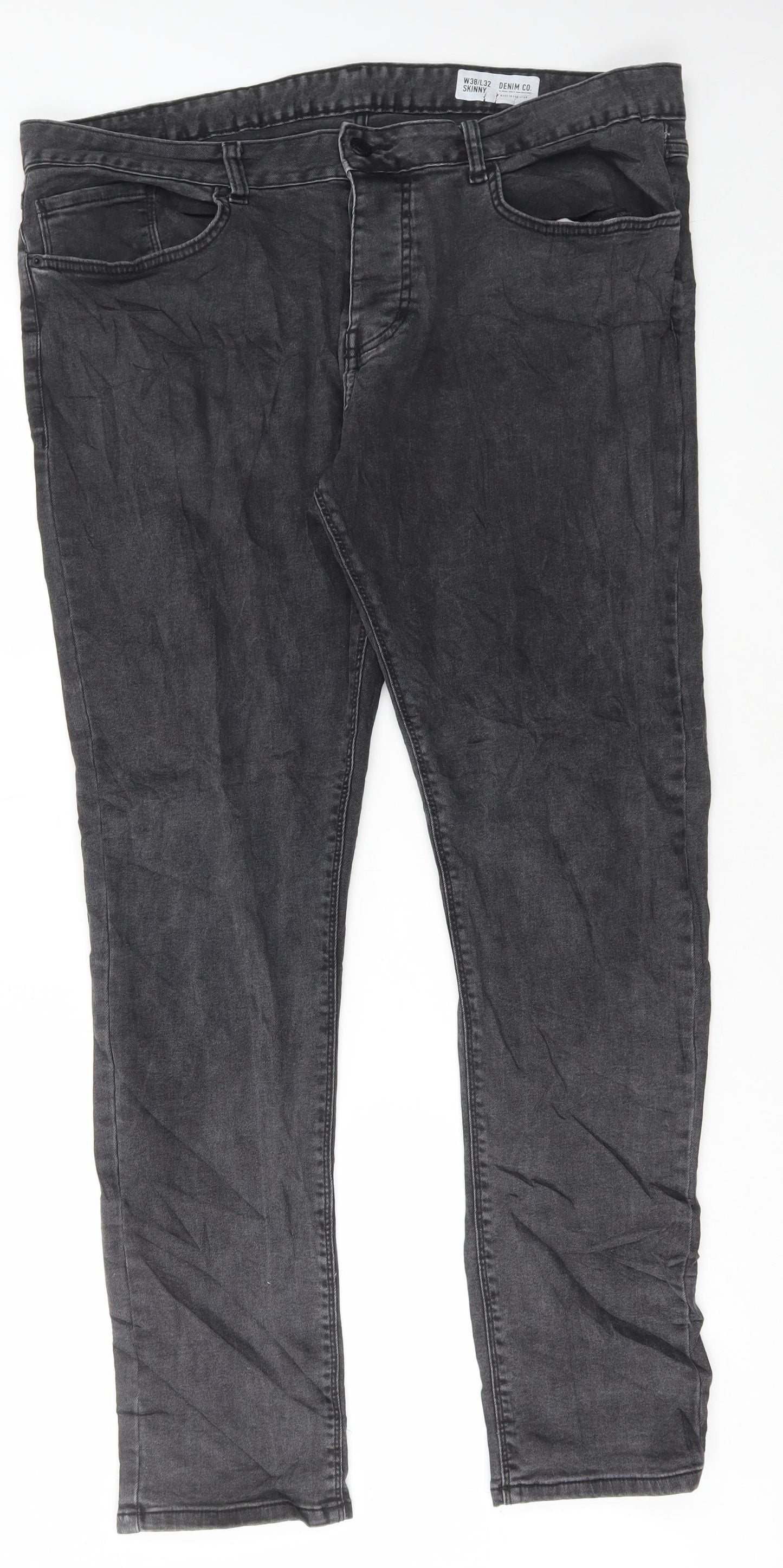 Denim & Co. Mens Black Cotton Skinny Jeans Size 38 in L32 in Regular Button