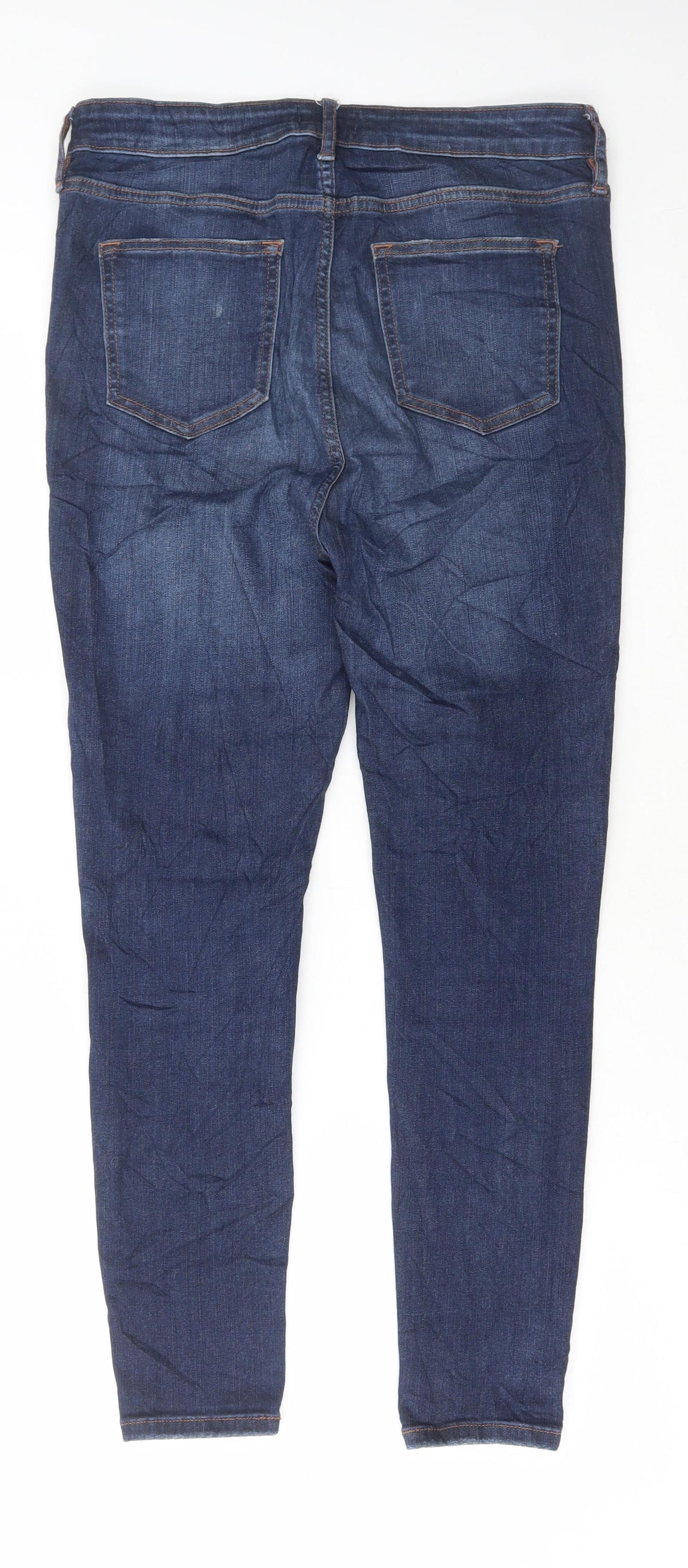 F&F Womens Blue Cotton Skinny Jeans Size 12 L26 in Regular Button