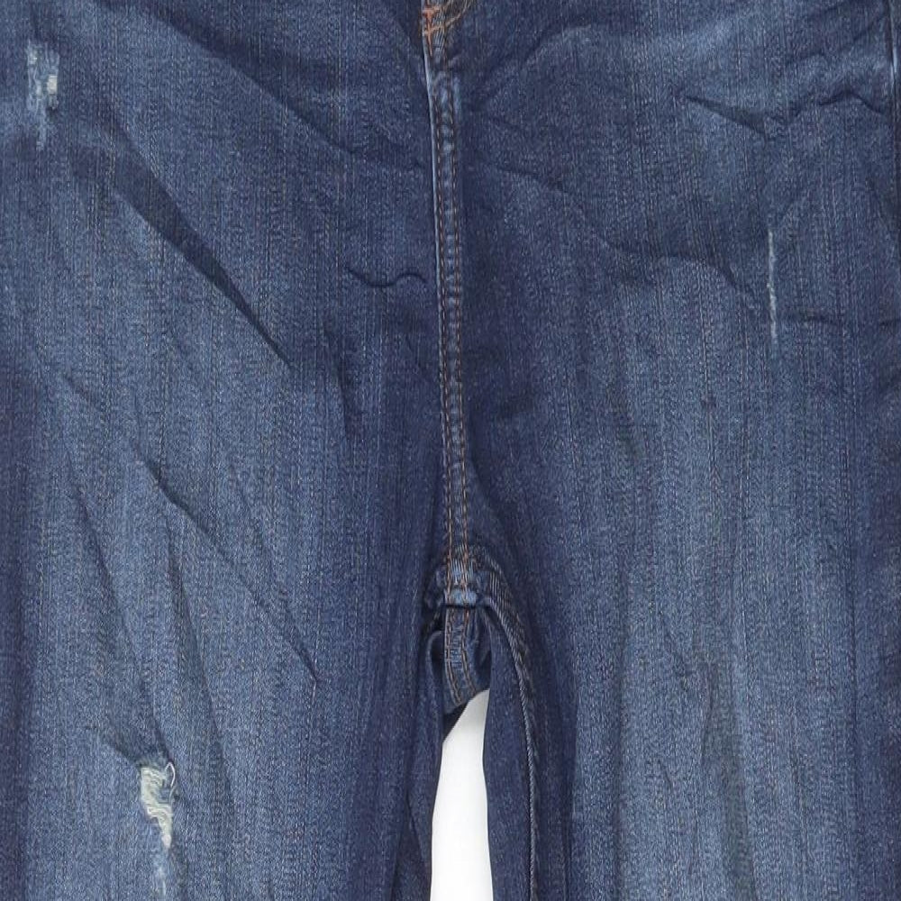 F&F Womens Blue Cotton Skinny Jeans Size 12 L26 in Regular Button