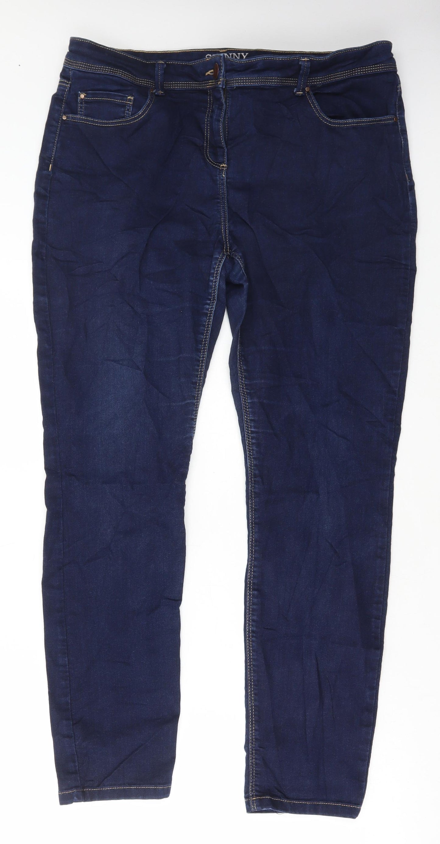 Wallis Womens Blue Cotton Skinny Jeans Size 16 L30 in Regular Button