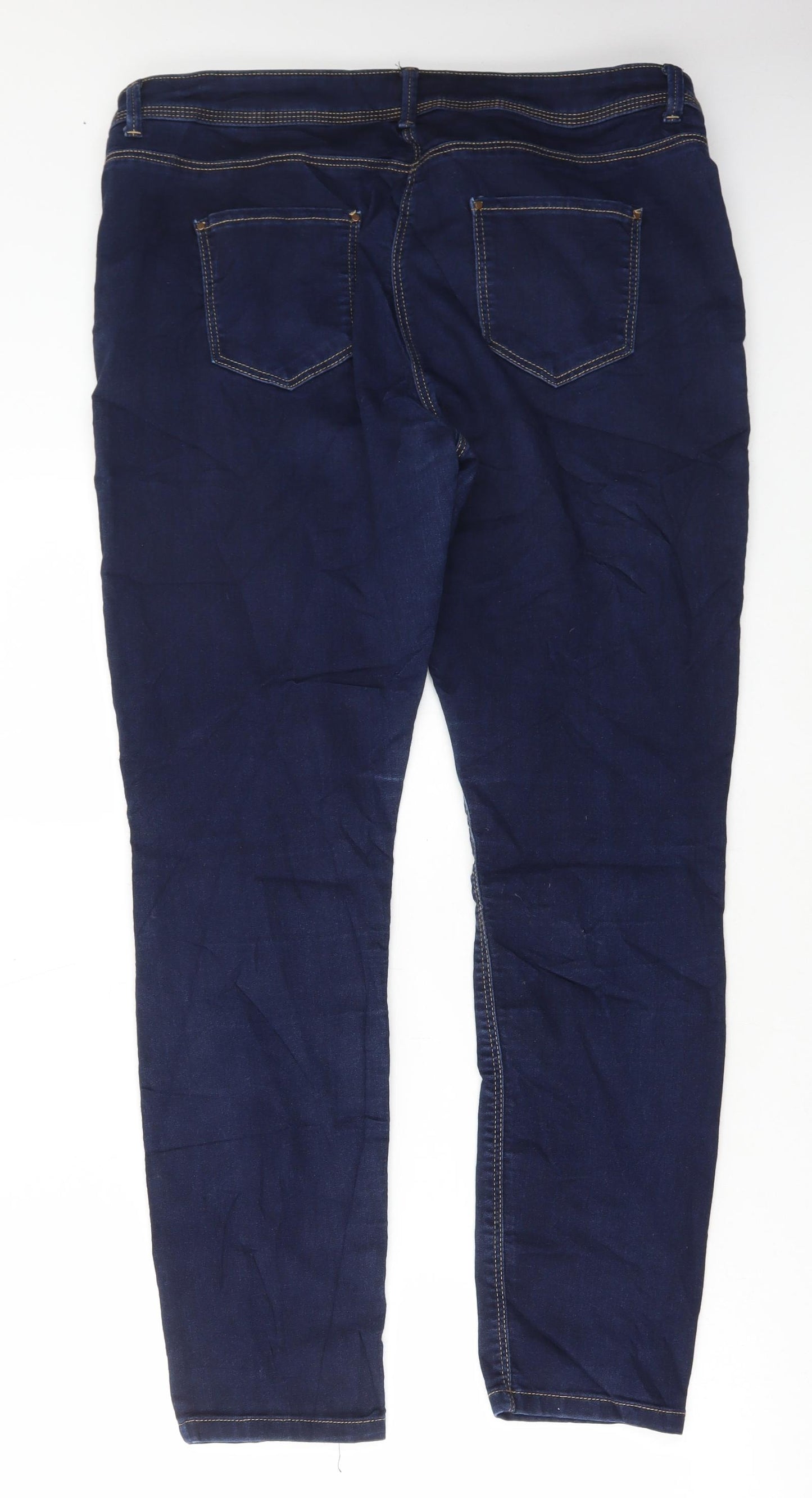 Wallis Womens Blue Cotton Skinny Jeans Size 16 L30 in Regular Button