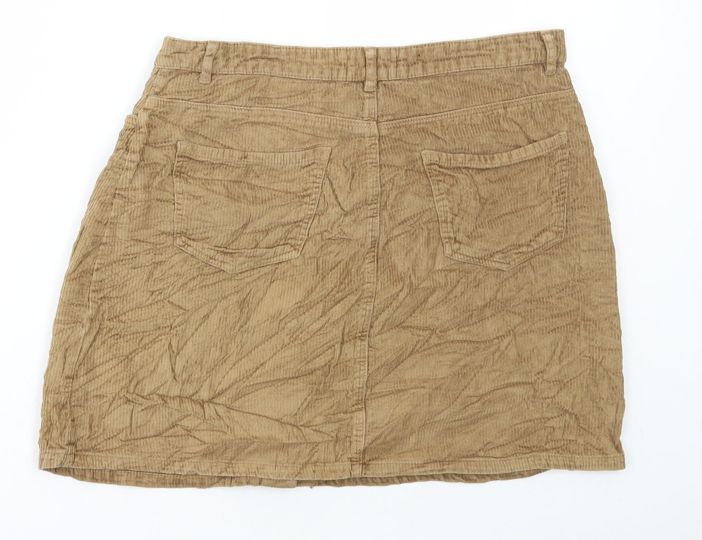 Pieces Womens Brown Cotton A-Line Skirt Size L Button
