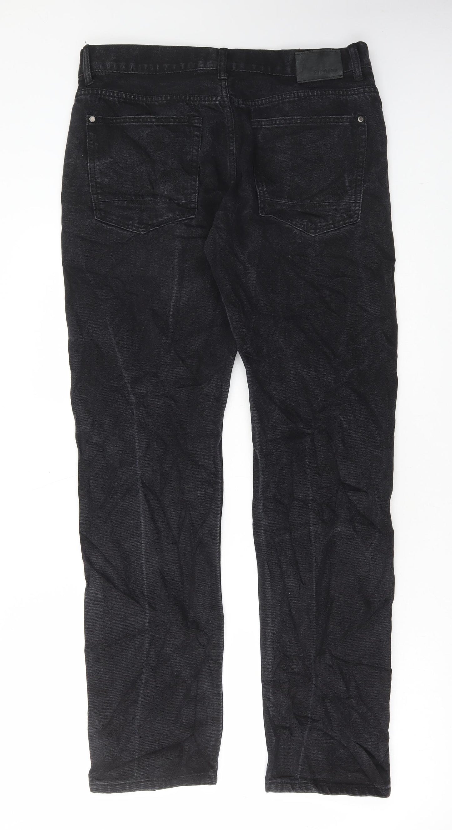 Firetrap Mens Black Cotton Straight Jeans Size 34 in L34 in Regular Button