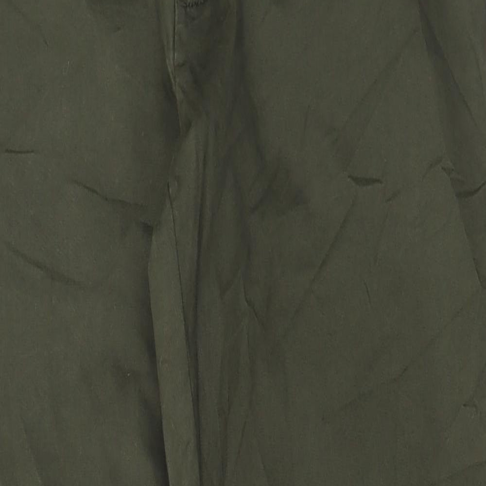 Marks and Spencer Mens Green Cotton Trousers Size 30 in L31 in Regular Button