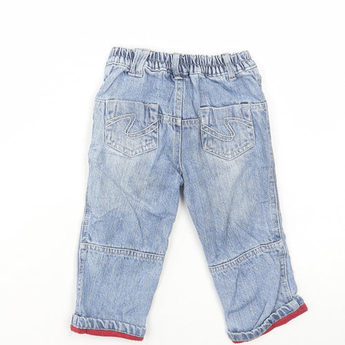 TU Boys Blue Cotton Jeans Size 9-12 Months Drawstring