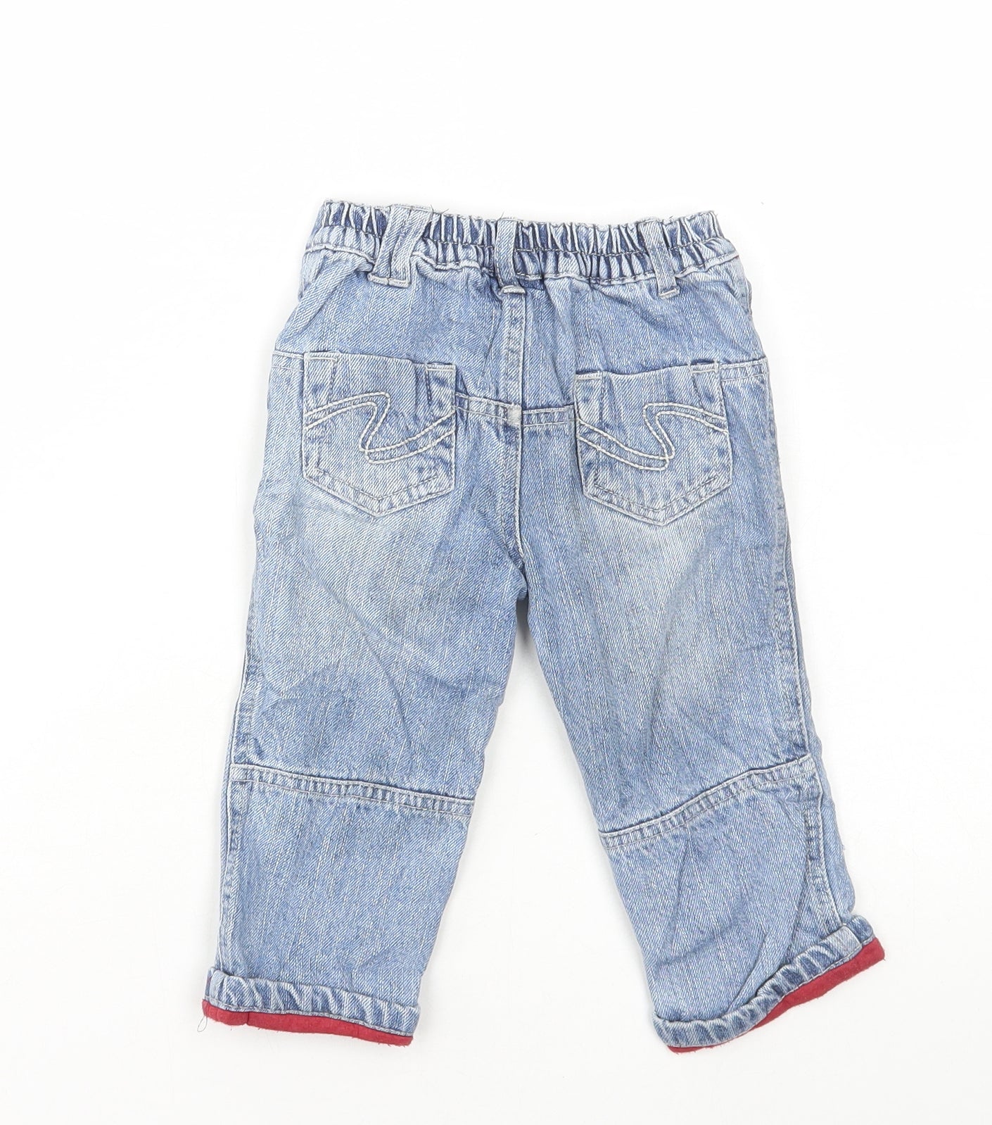 TU Boys Blue Cotton Jeans Size 9-12 Months Drawstring