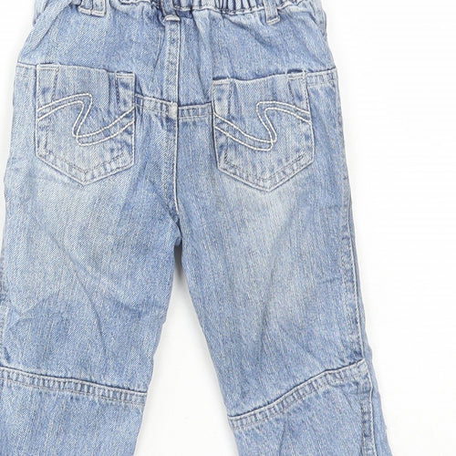 TU Boys Blue Cotton Jeans Size 9-12 Months Drawstring