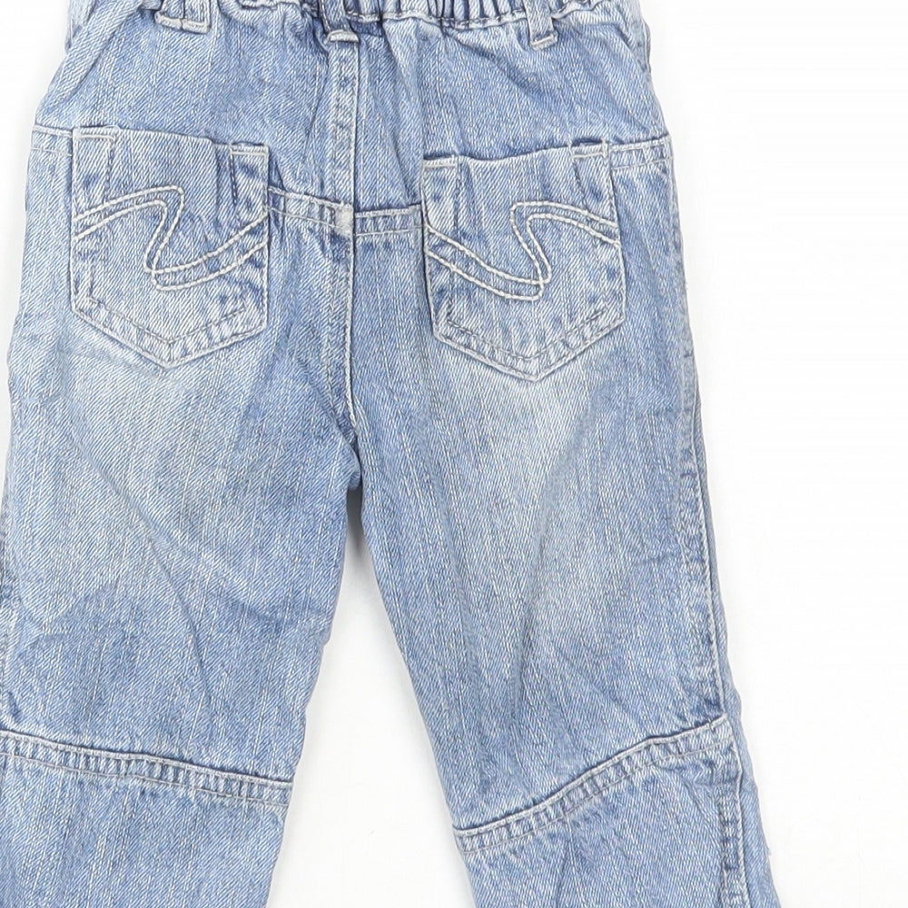 TU Boys Blue Cotton Jeans Size 9-12 Months Drawstring