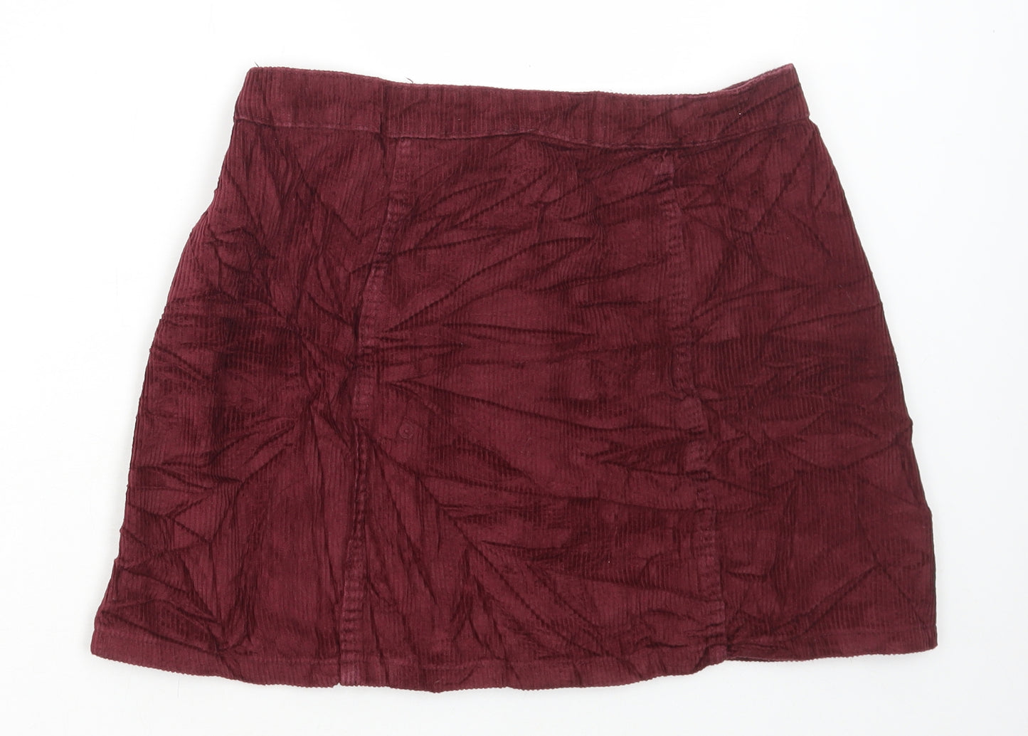 Denim & Co. Womens Red Cotton A-Line Skirt Size 12 Button