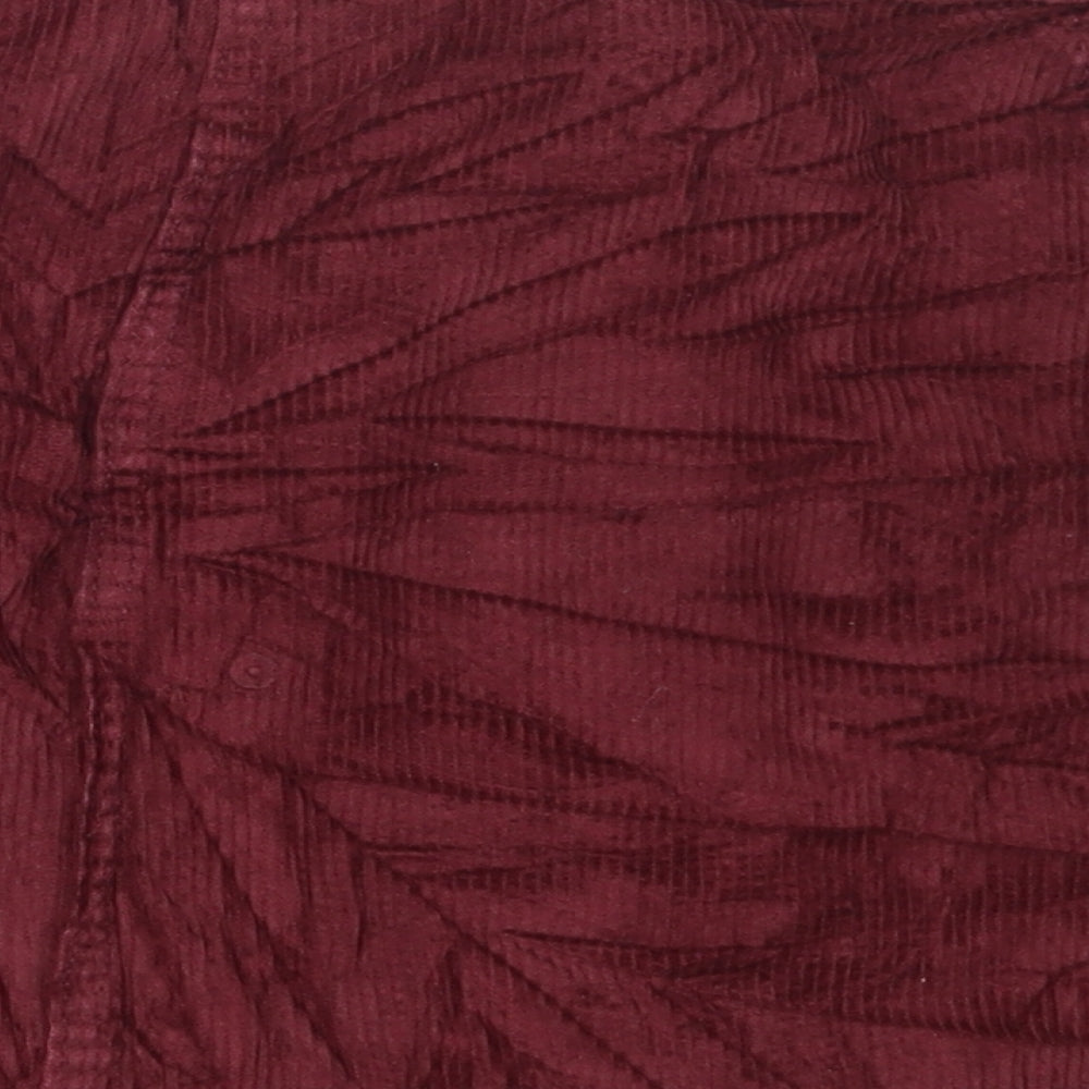 Denim & Co. Womens Red Cotton A-Line Skirt Size 12 Button