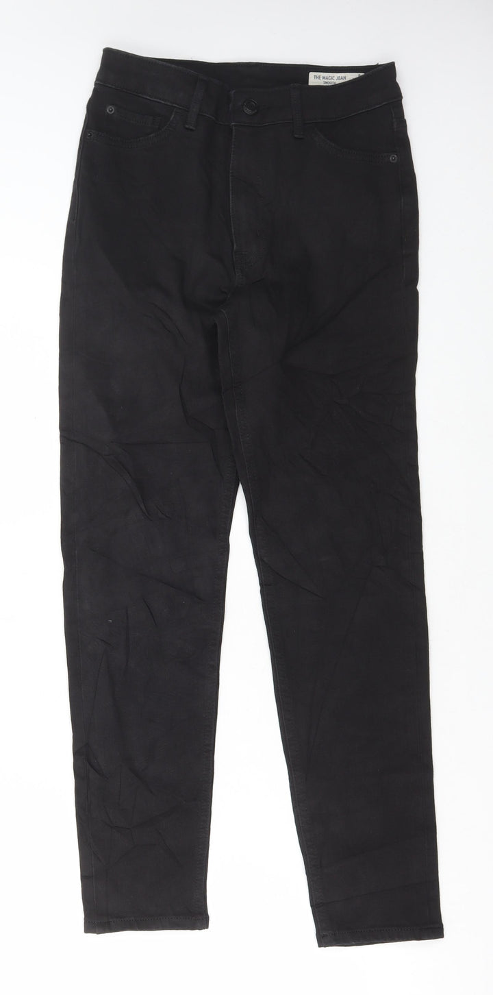 Marks and Spencer Womens Black Cotton Skinny Jeans Size 8 L28 in Regular Button