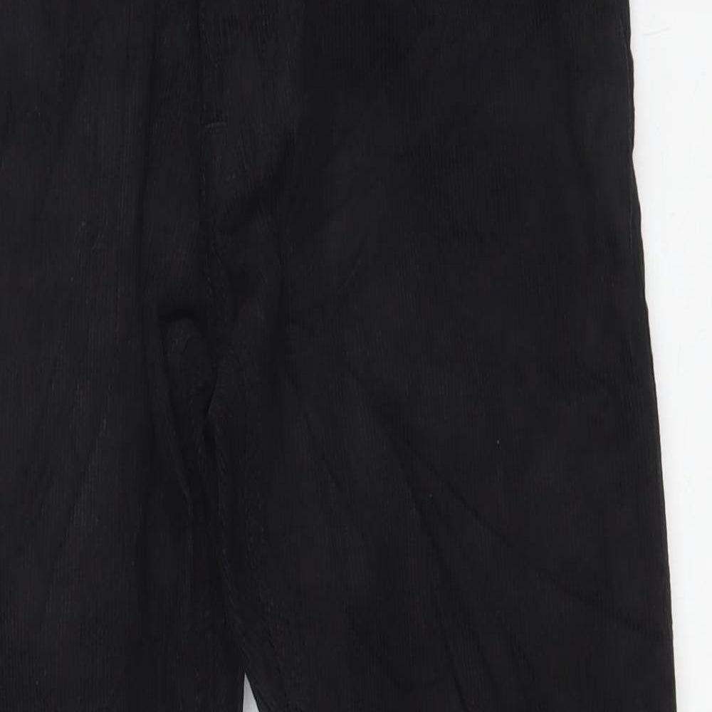 Marks and Spencer Mens Black Cotton Trousers Size 28 in L29 in Regular Button