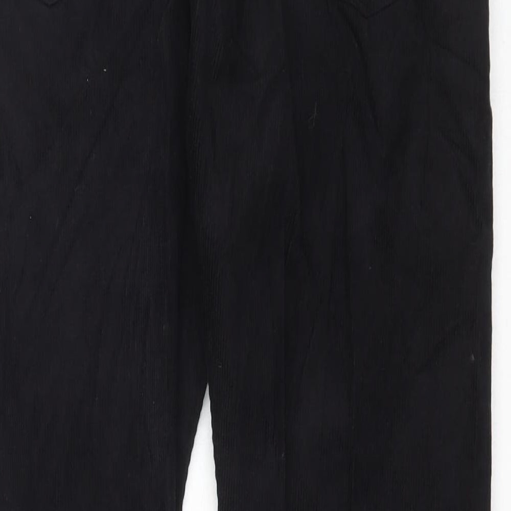 Marks and Spencer Mens Black Cotton Trousers Size 28 in L29 in Regular Button
