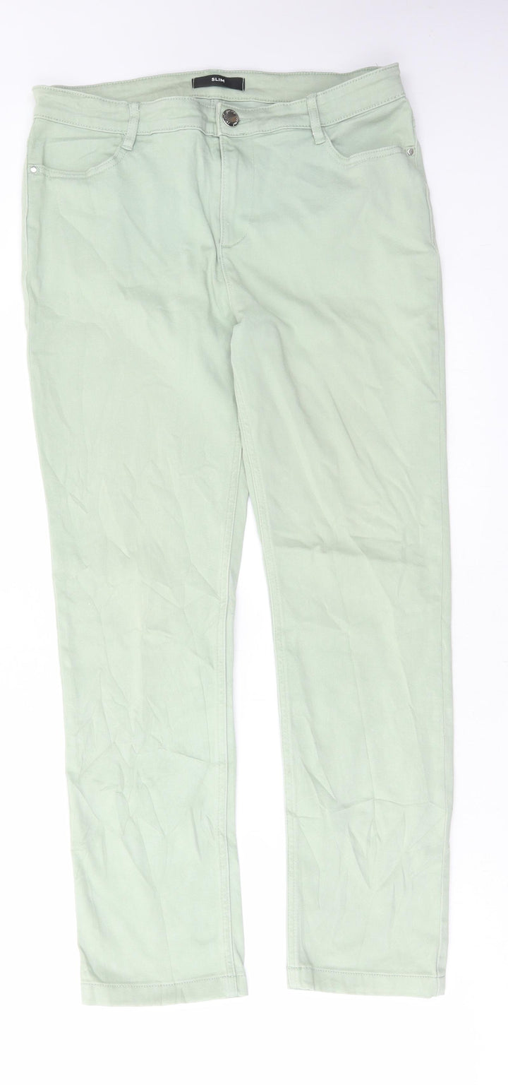 Marks and Spencer Womens Green Cotton Skinny Jeans Size 32 in L28 in Regular Button