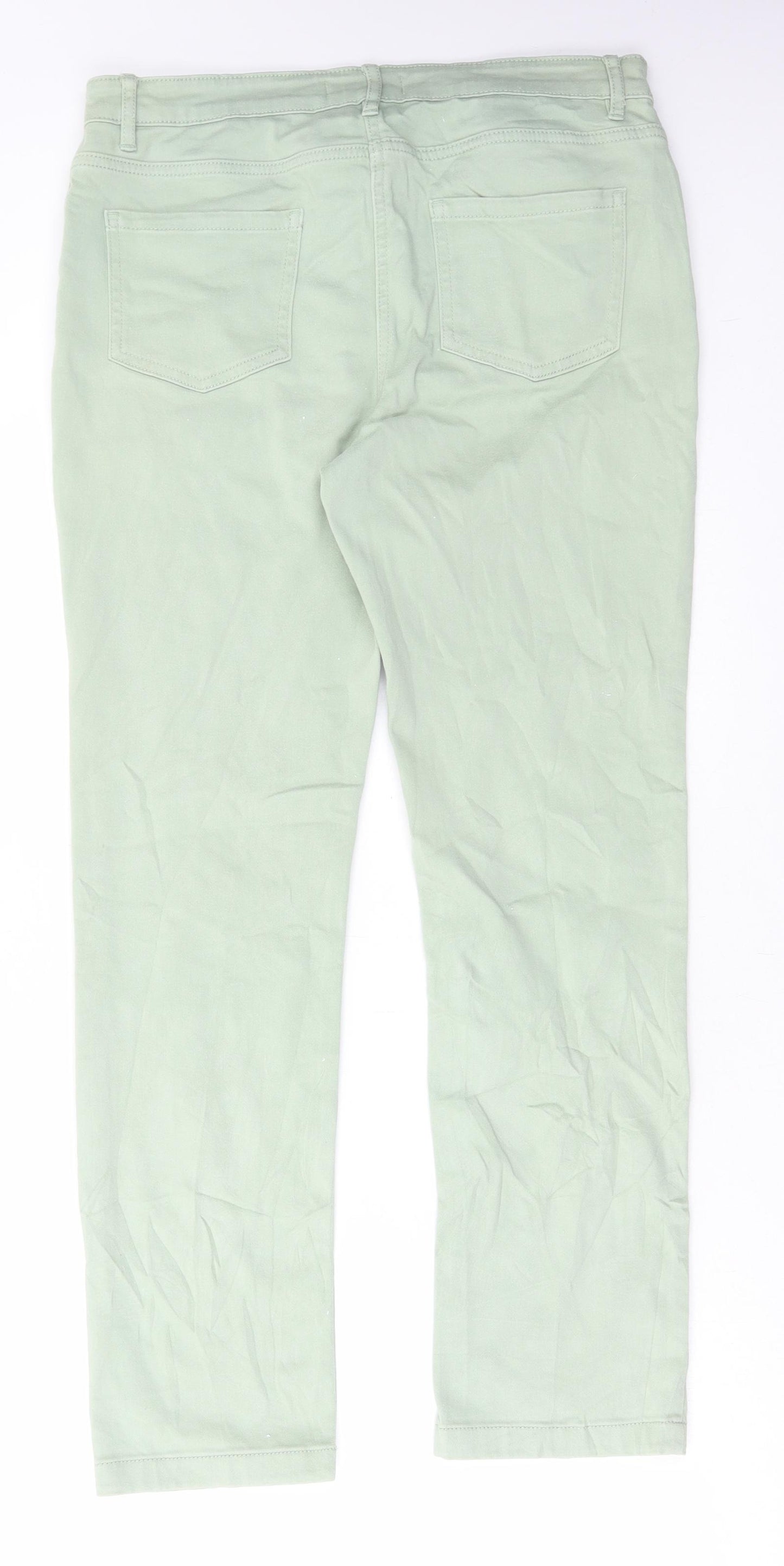 Marks and Spencer Womens Green Cotton Skinny Jeans Size 32 in L28 in Regular Button