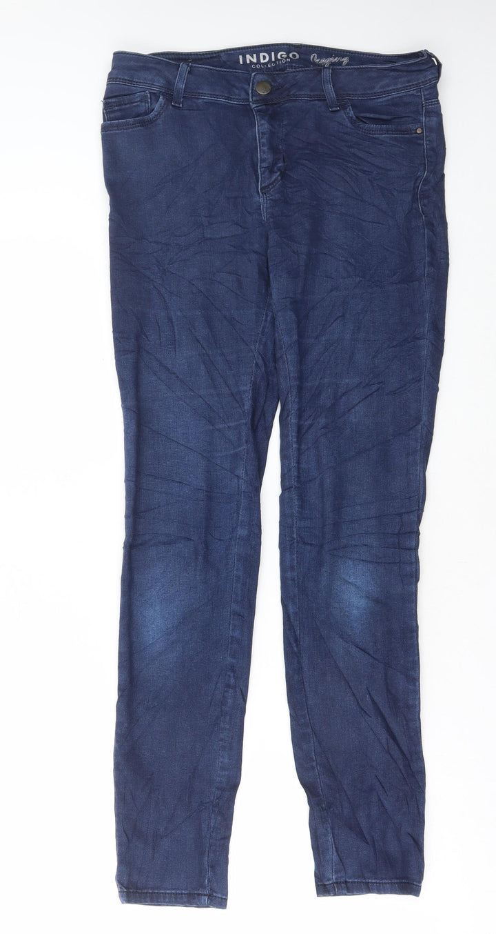 Marks and Spencer Womens Blue Cotton Skinny Jeans Size 10 L30 in Regular Button