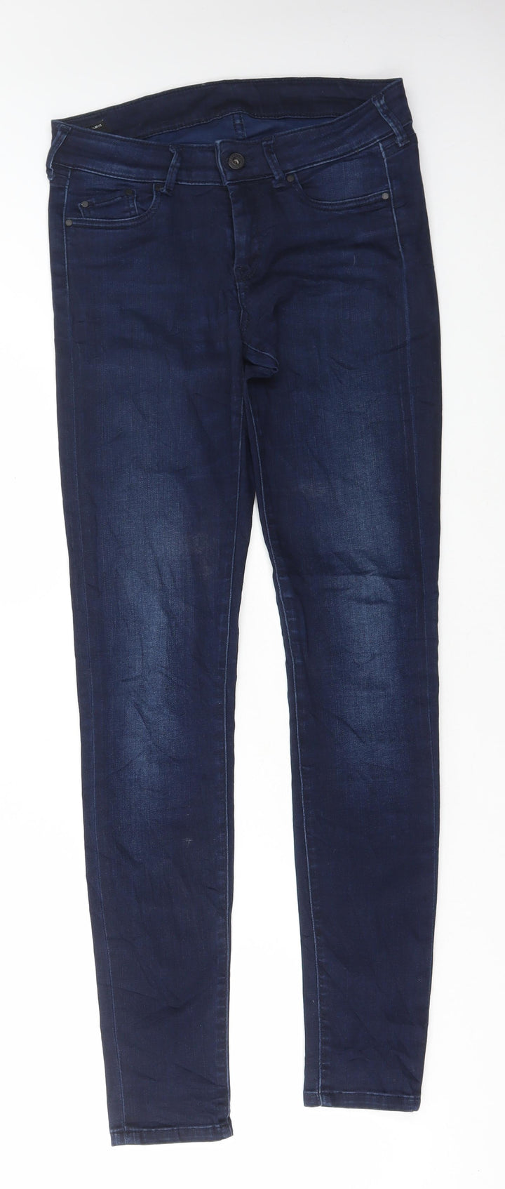 Preworn Womens Blue Cotton Skinny Jeans Size 30 in L32 in Regular Button