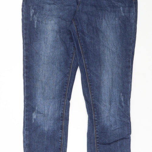 Denim & Co. Womens Blue Cotton Skinny Jeans Size 12 L27 in Regular Button