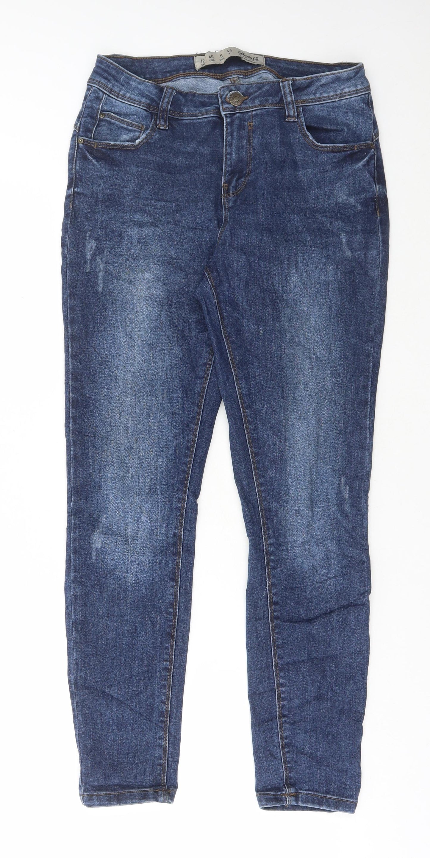 Denim & Co. Womens Blue Cotton Skinny Jeans Size 12 L27 in Regular Button