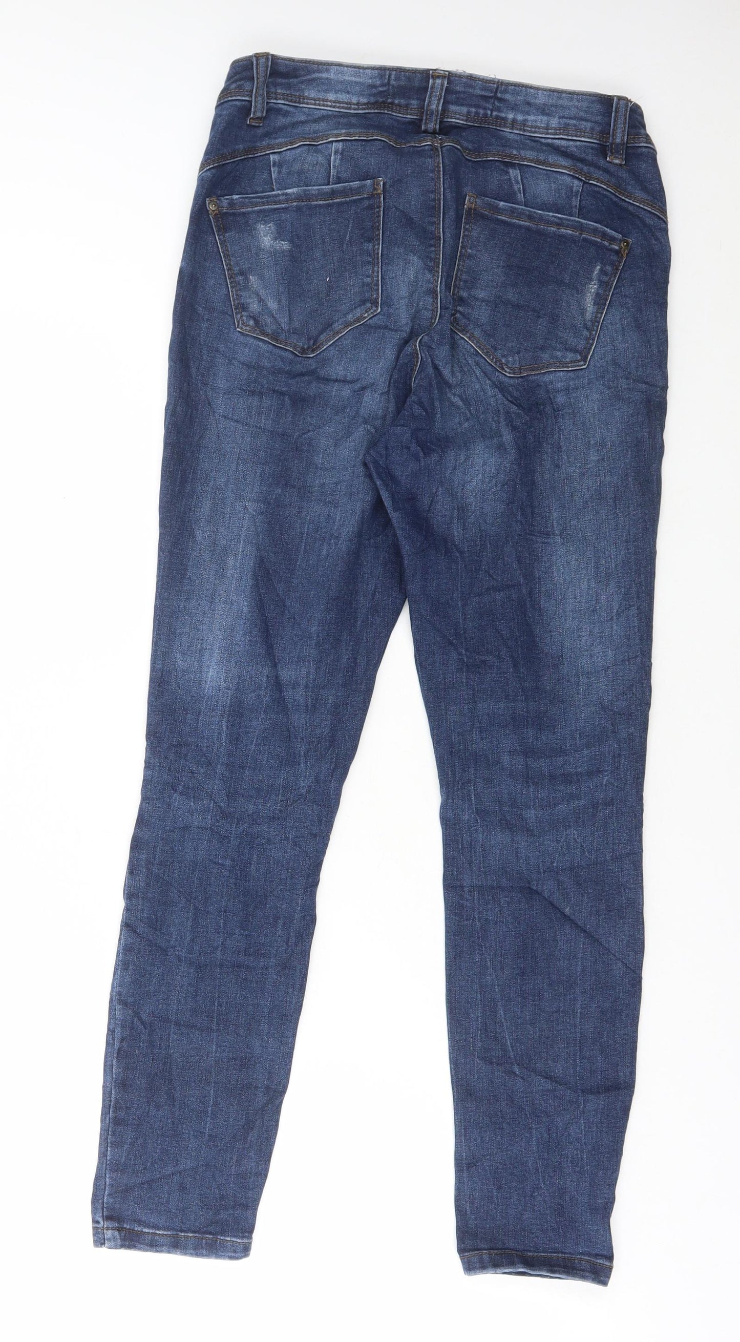 Denim & Co. Womens Blue Cotton Skinny Jeans Size 12 L27 in Regular Button