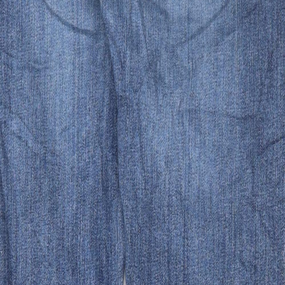 Marks and Spencer Mens Blue Cotton Straight Jeans Size 34 in L33 in Regular Button