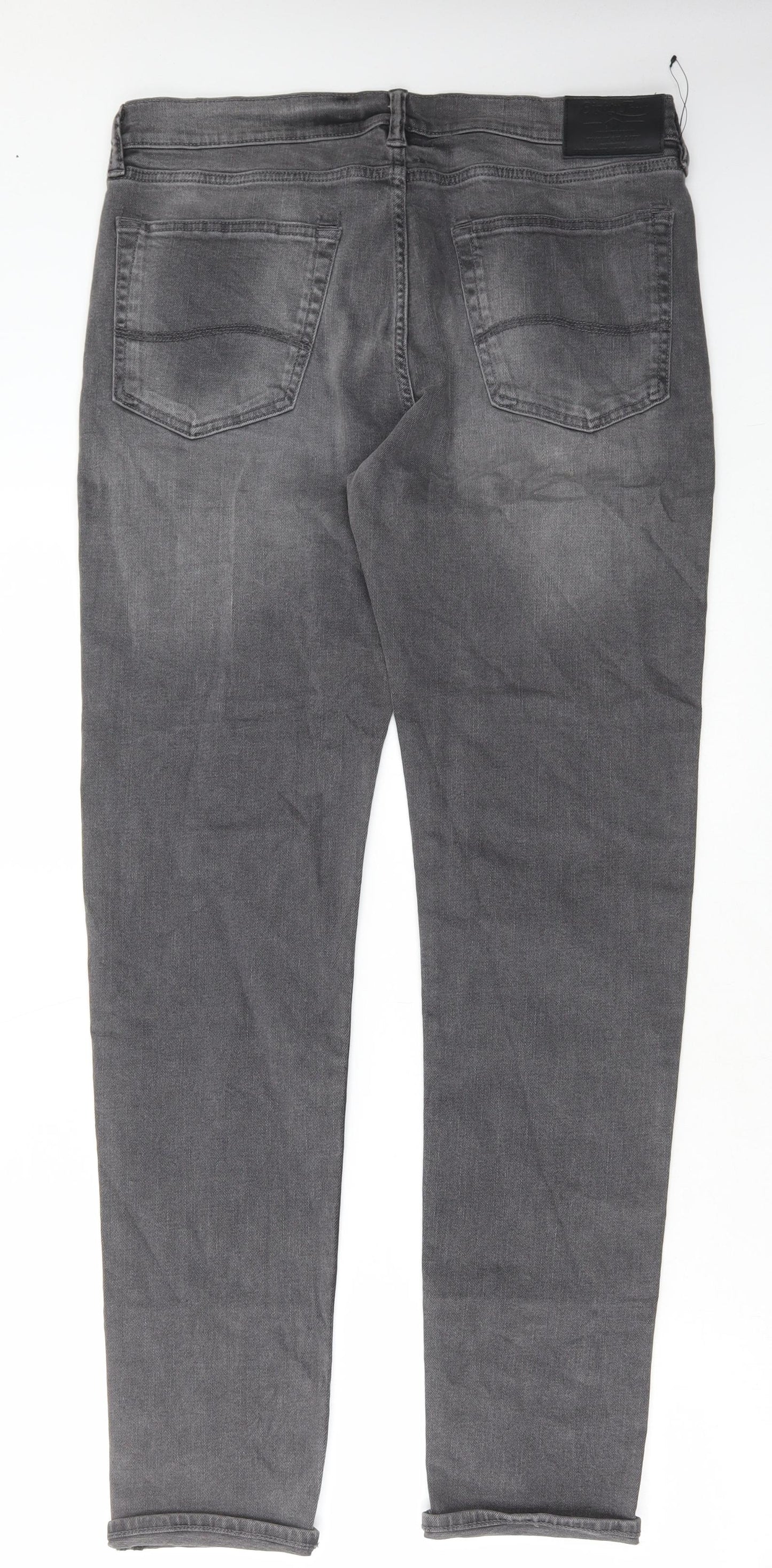 Marks and Spencer Mens Grey Cotton Skinny Jeans Size 34 in L33 in Regular Button