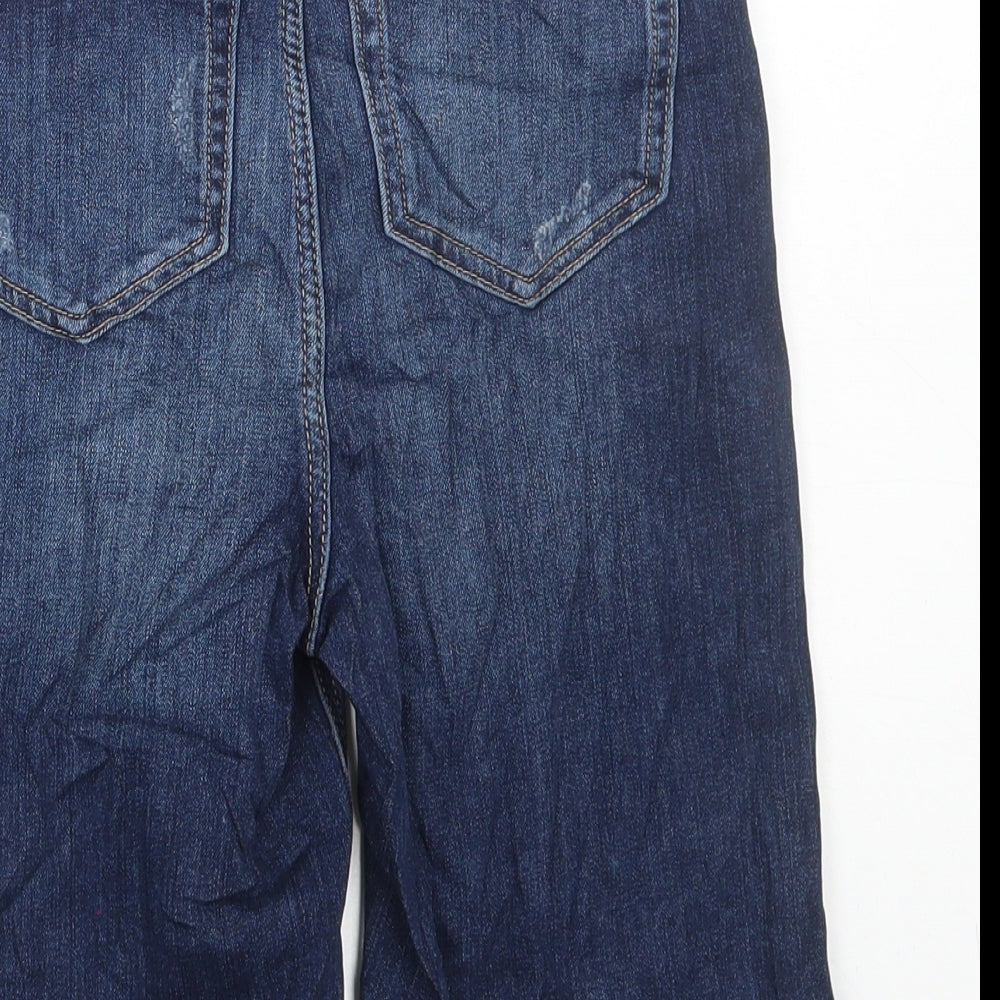 Marks and Spencer Womens Blue Cotton Bermuda Shorts Size 6 L11 in Regular Button