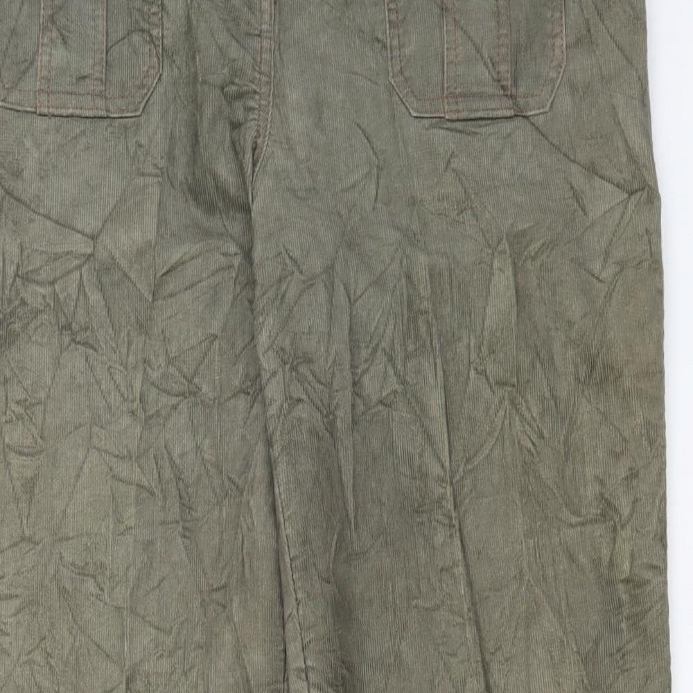 NEXT Womens Green Cotton Trousers Size 16 L33 in Regular Hook & Eye